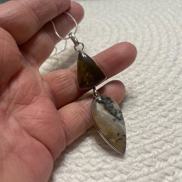 Natural DENDRITE OPAL Handmade Sterling 925 Pendant/Chain #660D - Picture 2 of 3